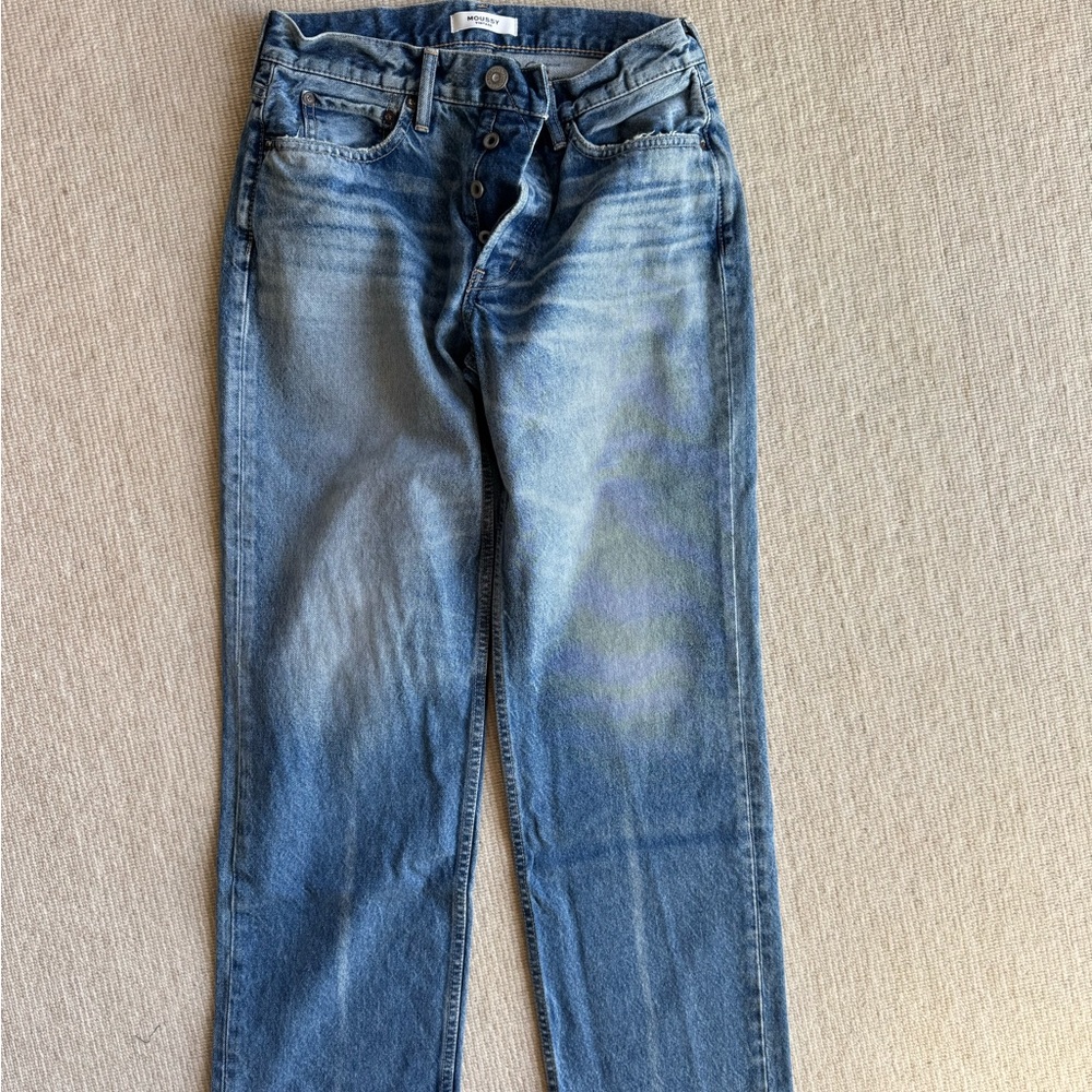 Moussy Faded Blue Straight-Leg Jeans